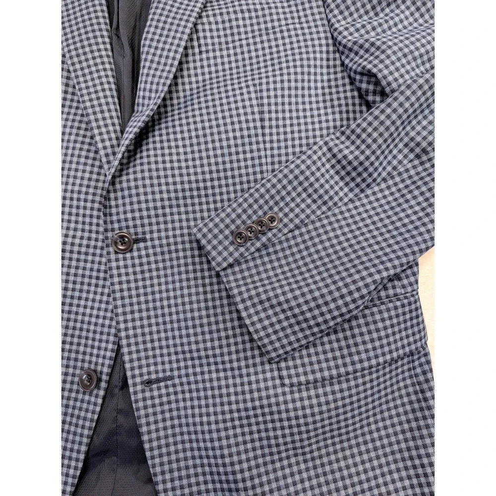 Michael‎ Kors Sport Coat Blazer Mens 44L Blue Check Two Button Double Vent
